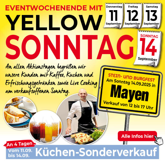 YELLOW SALE mit Küchen Sonderverkauf 11.09. - 14.09. in Mayen