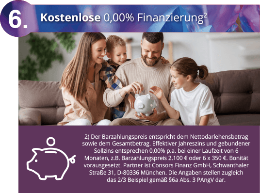 Vorteil 10 Jahre Garantie auf Küchenmöbel und 5 Jahre auf enthaltene Geräte