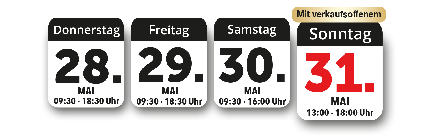 Vom 28.05. - 31.05.2026 mit verkaufsoffenem Sonntag