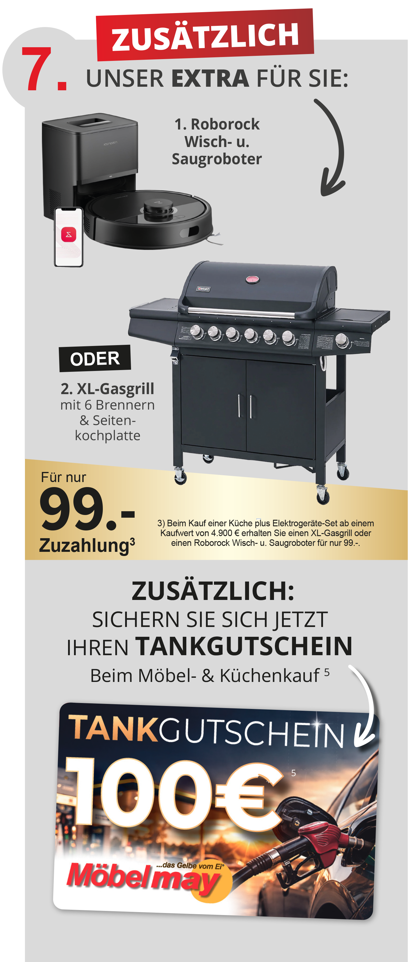 Vorteil 7 - Zusätzliche Prämie: Roborock Wusch und Saugroboter oder XL-Gasgrill für nur 99,-€ Zuzahlung - Plus zusätzlich einen 100€ Tankgutschein