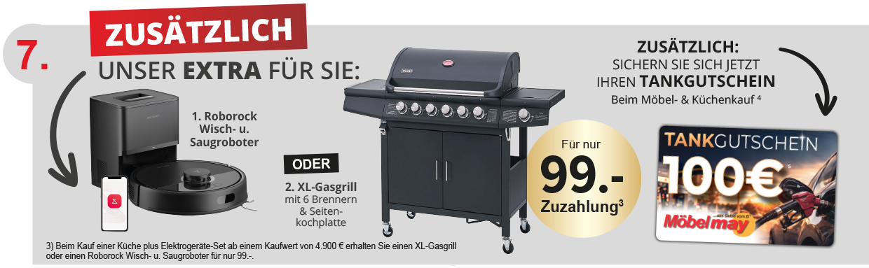Vorteil 7 - Zusätzliche Prämie: Roborock Wusch und Saugroboter oder XL-Gasgrill für nur 99,-€ Zuzahlung - Plus zusätzlich einen 100€ Tankgutschein