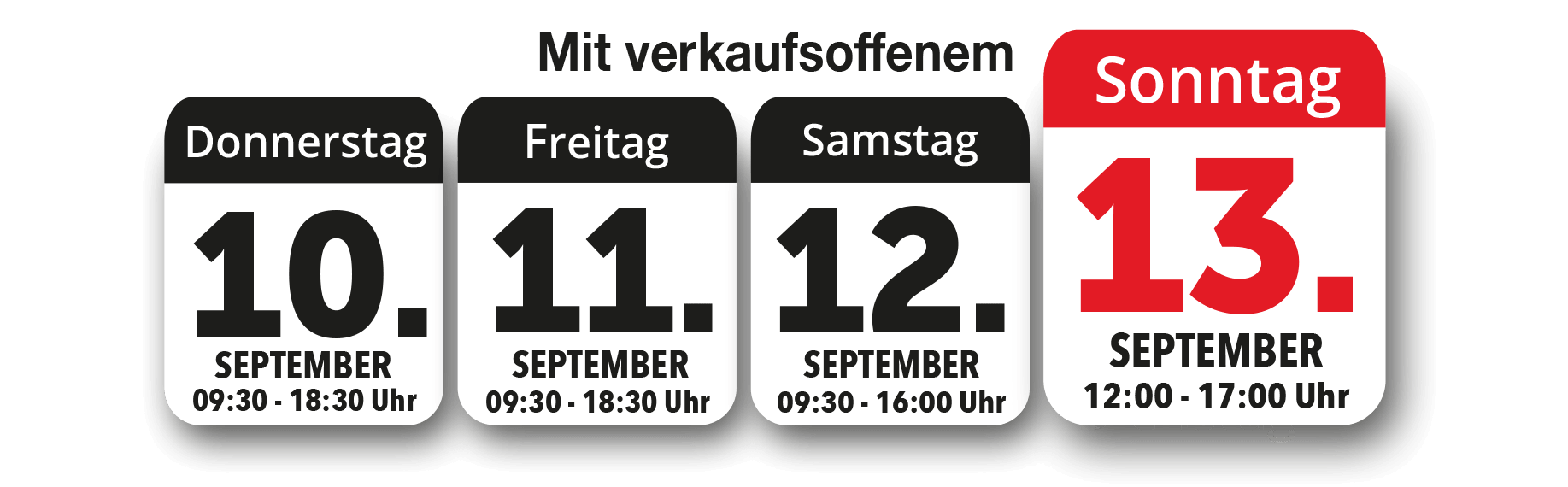 Vom 10.09. - 13.09.2026 mit verkaufsoffenem Sonntag