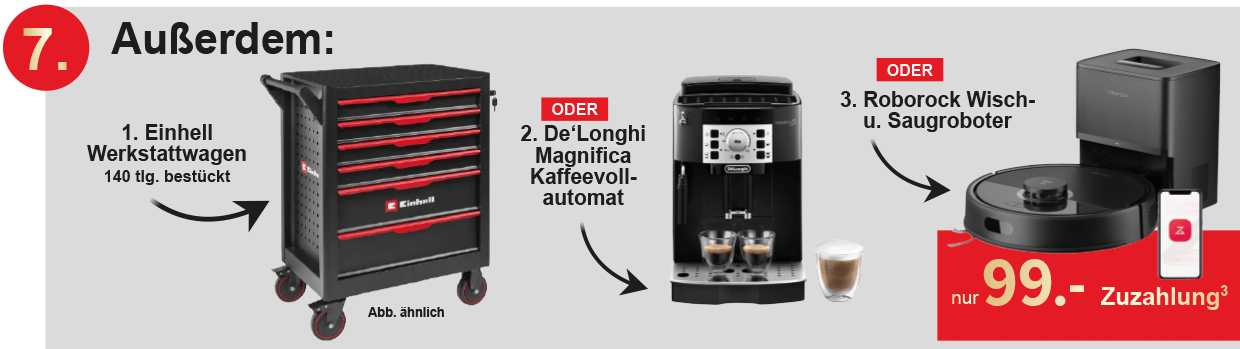 Vorteil 7 - Zus&auml;tzliche Pr&auml;mie: XL-Gasgrill oder Hei&szlig;luftfritteuse f&uuml;r nur 99,-&euro; Zuzahlung