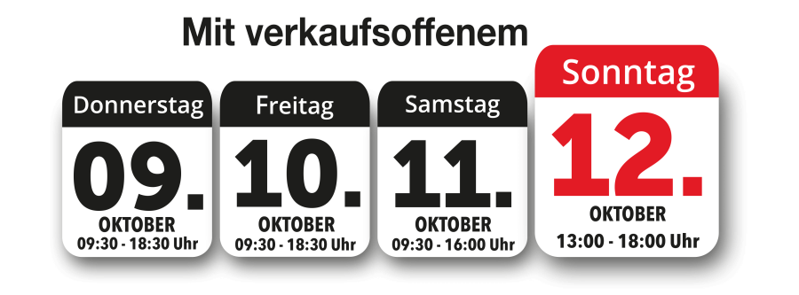 Vom 09.10. - 12.10.2025 mit verkaufsoffenem Sonntag
