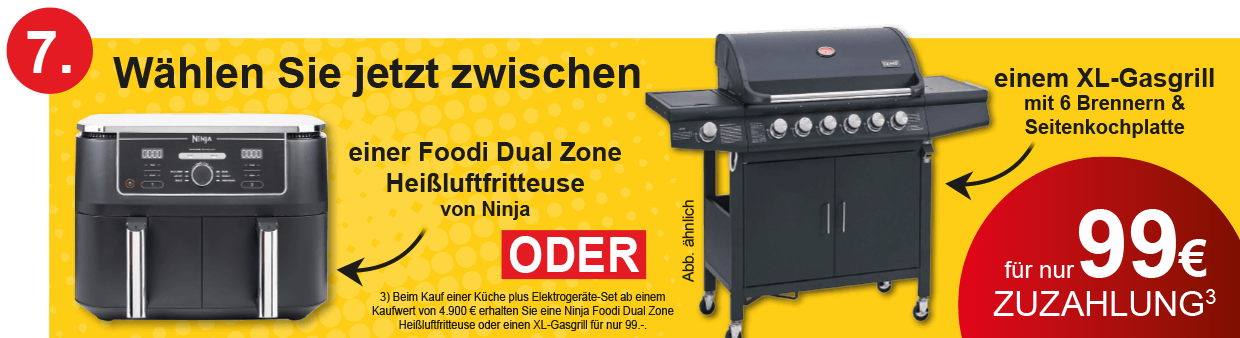 Vorteil 7 - Zusätzliche Prämie: XL-Gasgrill oder Heißluftfritteuse für nur 99,-€ Zuzahlung