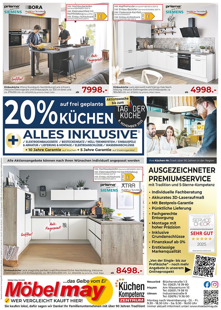 20% Rabatt auf Küchen - Aktionswoche bis zum Tag der Küche