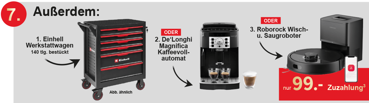 Vorteil 7 - Zusätzliche Prämie: XL-Gasgrill oder Heißluftfritteuse für nur 99,-€ Zuzahlung